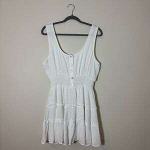 Patrons Of Peace White Olinda Mini Dress XL Flowy Boho Romantic Festival Spring